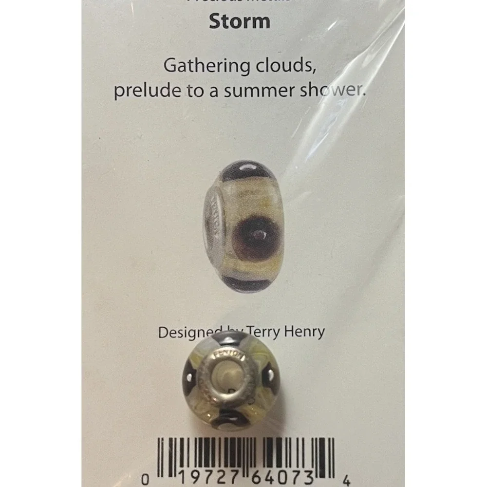 Unopened Rare Fenton Silver‎ Pandora STORM Art Glass Charm- Signed By Artist